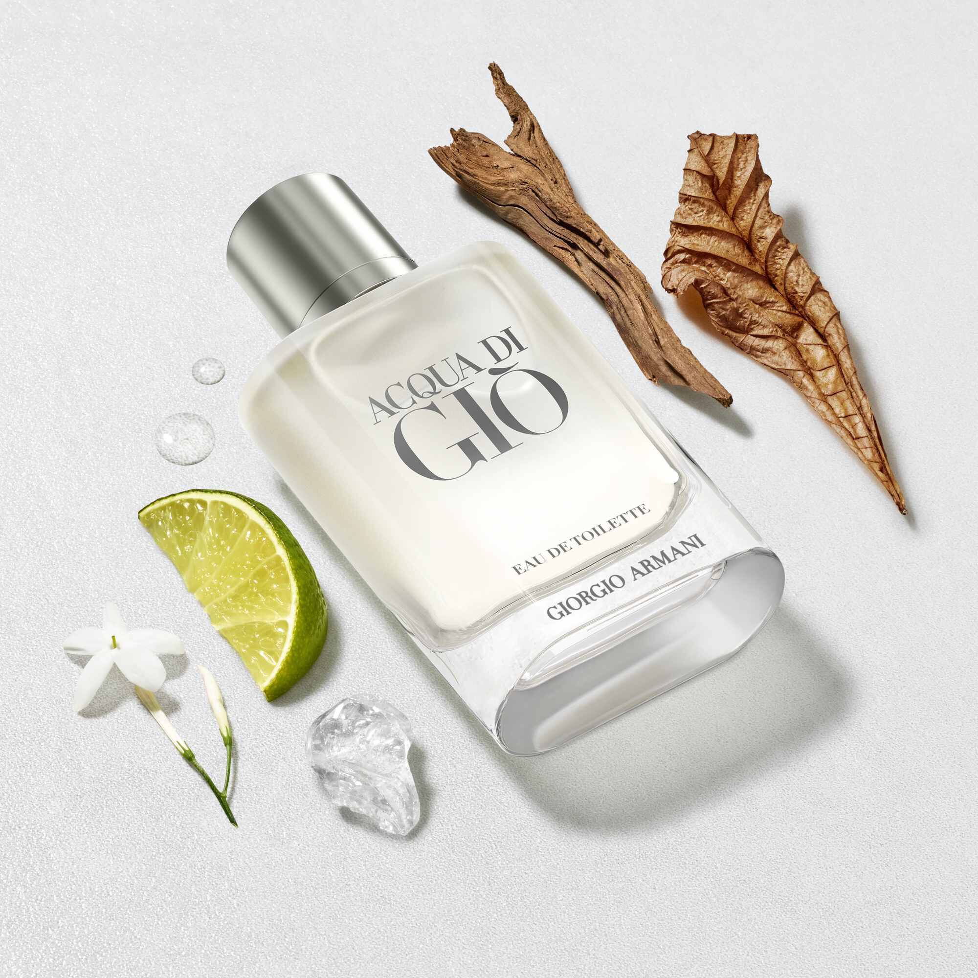 Giorgio Armani Acqua Di Gio Eau de Toilette bottle with marine notes, bergamot, jasmine, and cedarwood.