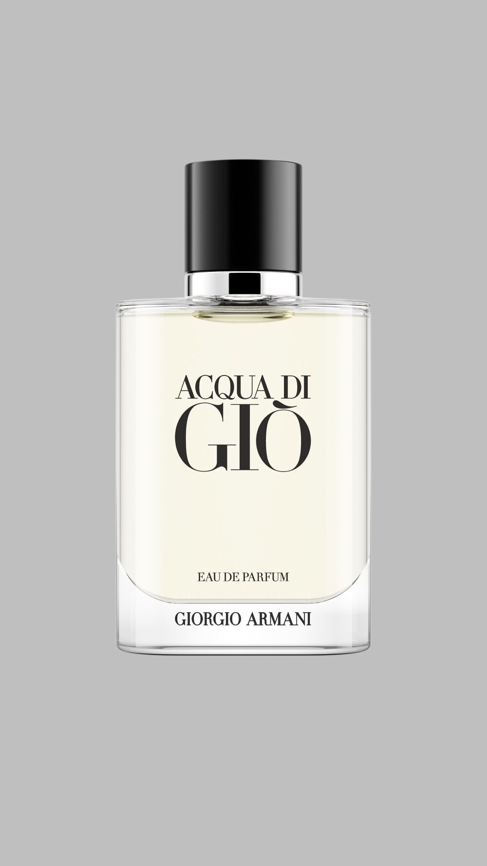 Giorgio Armani Acqua Di Gio Eau de Parfum bottle. A sleek design with a black gradient finish.