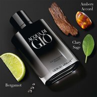 Giorgio Armani Acqua Di Gio Eau de Parfum Intense bottle with bergamot, ambery accord, and clary sage. A dark composition.