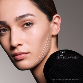 Woman's face showing +2 degrees of jawline definition after using the cream