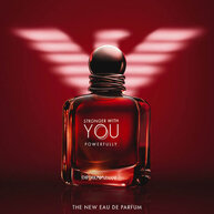 Armani Stronger With You Powerfully bottle with illuminated wings, symbolizing strength.