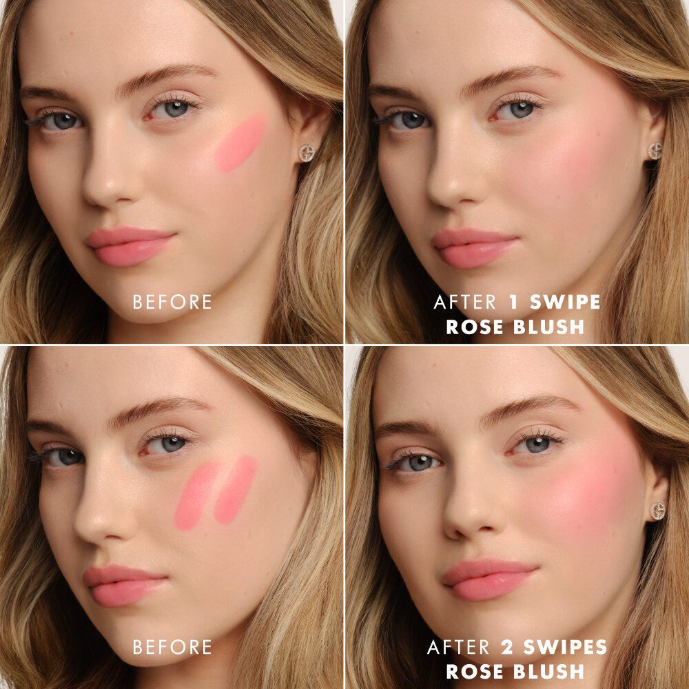 ARMANI Beauty Dolci Blush pink cheek tint results in different intensities