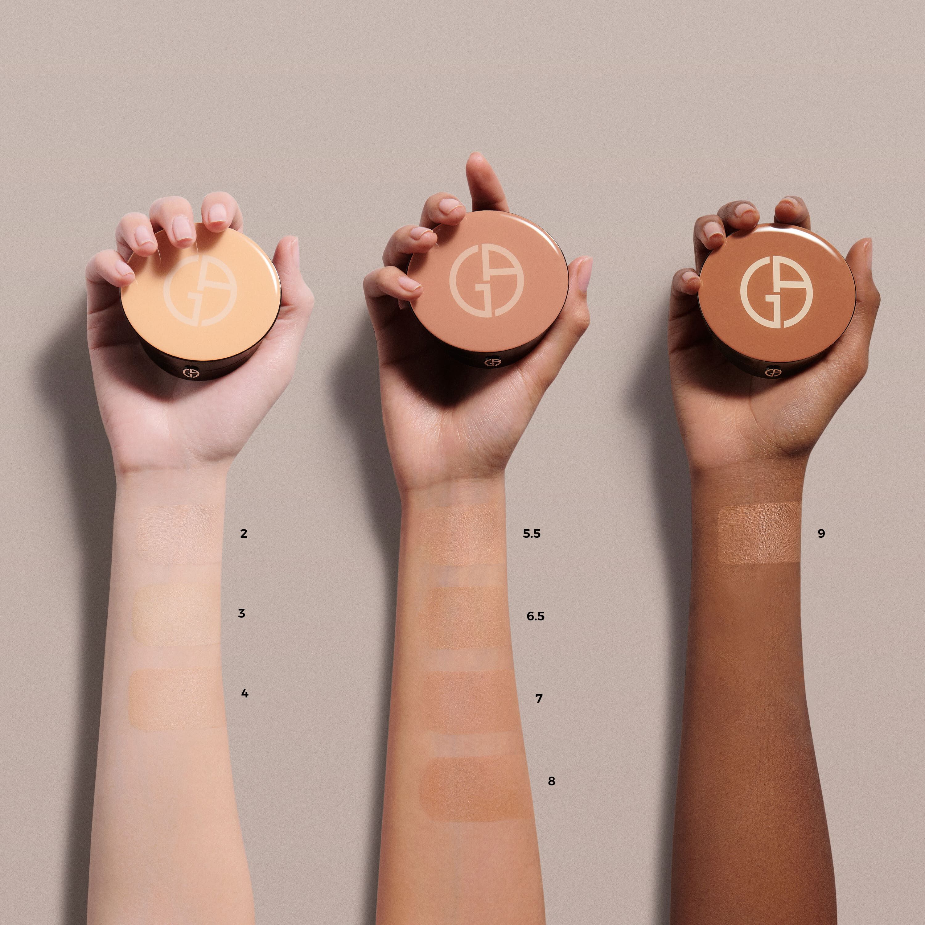 Armani luminous silk top powder swatches