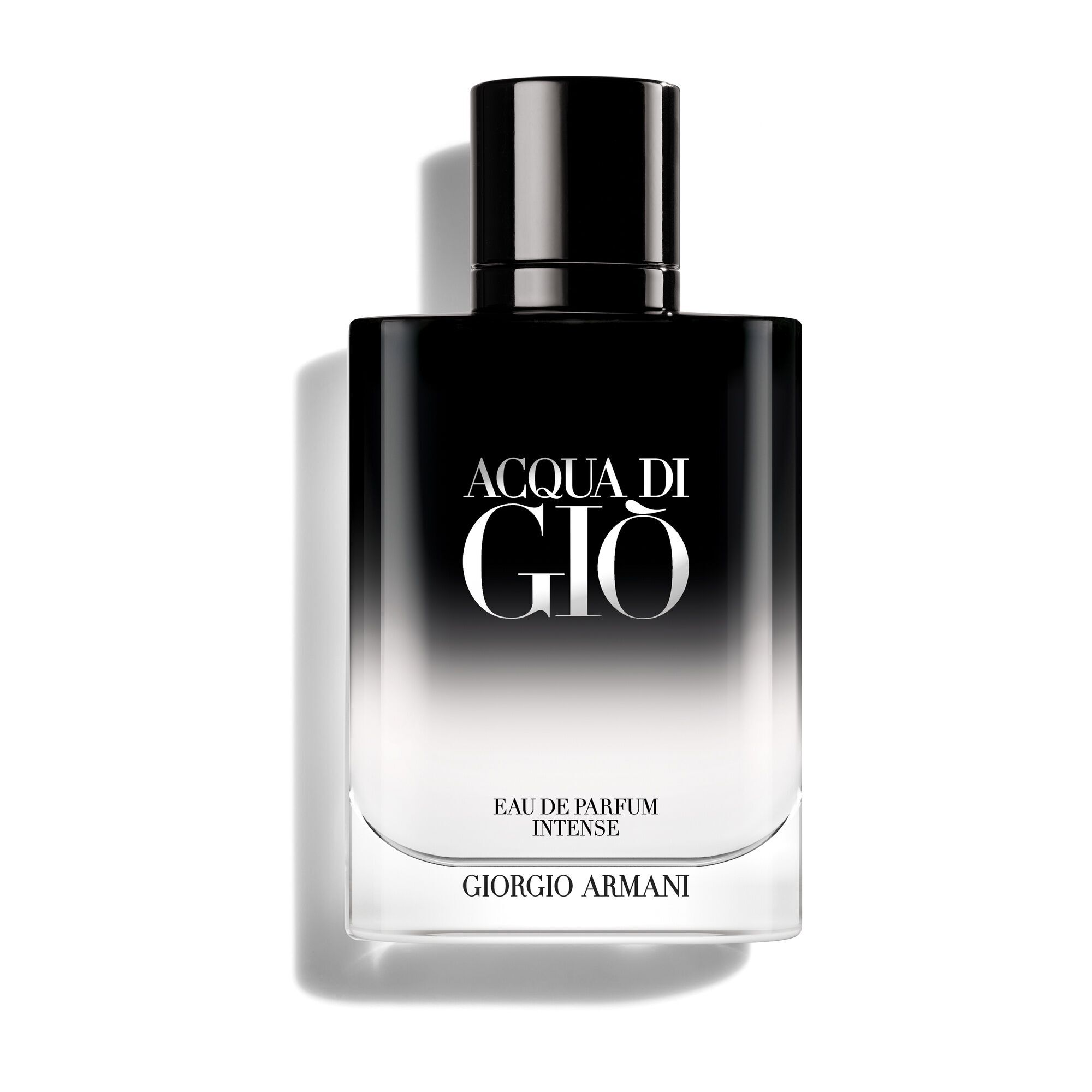 Giorgio Armani Acqua Di Gio Eau de Parfum Intense bottle. A sleek black gradient design.