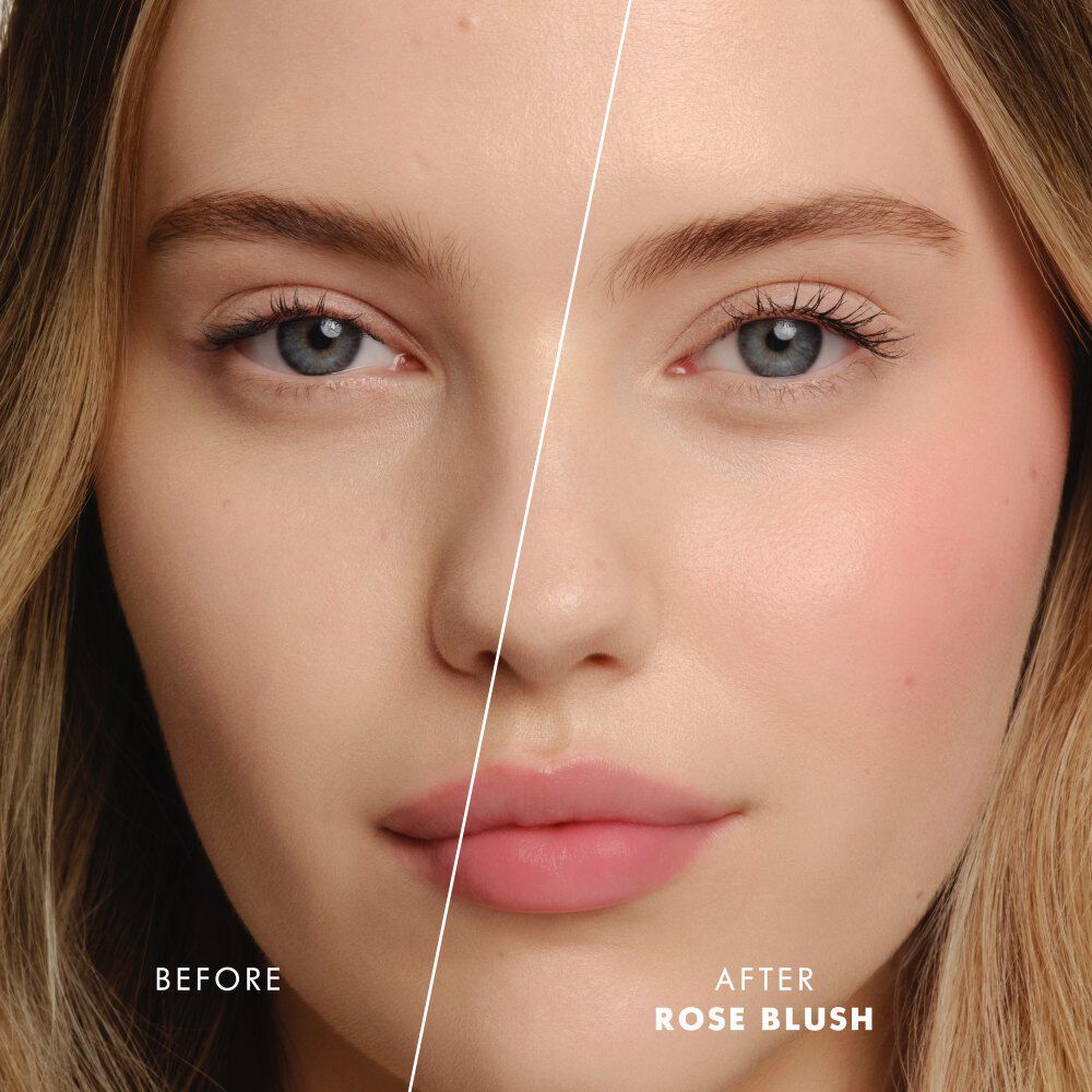 Before and after result of ARMANI Beauty Dolci blush pink cheek tint